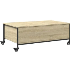 vidaXL Table basse avec roulettes chêne sonoma bois d'ingénierie