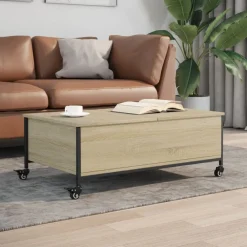 vidaXL Table basse avec roulettes chêne sonoma bois d'ingénierie