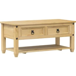 Tables-vidaXL Table basse avec tiroirs Corona 100x48x45 cm bois de pin massif Cire d'abeille