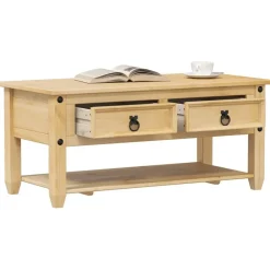Tables-vidaXL Table basse avec tiroirs Corona 100x48x45 cm bois de pin massif Cire d'abeille