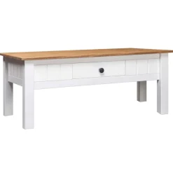 Tables-vidaXL Table basse 100x60x43,5 cm Pin massif Assortiment Panama Blanc