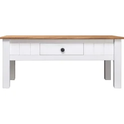 Tables-vidaXL Table basse 100x60x43,5 cm Pin massif Assortiment Panama Blanc