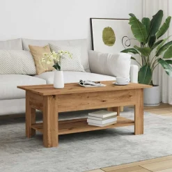 Tables-vidaXL Table basse chêne artisanal 102x55x42 cm bois d'ingénierie ch&ecirc;ne artisanal