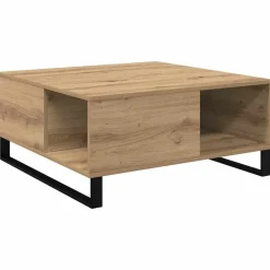 Tables-vidaXL Table basse Chêne artisanal 80 x 80 x 36,5 cm Bois d'ingénierie ch&ecirc;ne artisanal