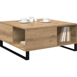 Tables-vidaXL Table basse Chêne artisanal 80 x 80 x 36,5 cm Bois d'ingénierie ch&ecirc;ne artisanal