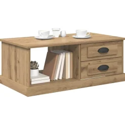 Tables-vidaXL Table basse Chêne artisanal 90 x 50 x 35 cm Bois d'ingénierie ch&ecirc;ne artisanal