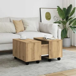 vidaXL Table basse chêne artisanal 60x60x38 cm bois d'ingénierie