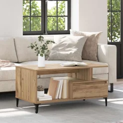 Tables-vidaXL Table basse Chêne artisanal 90 x 49 x 45 cm Bois d'ingénierie ch&ecirc;ne artisanal
