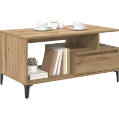 Tables-vidaXL Table basse Chêne artisanal 90 x 49 x 45 cm Bois d'ingénierie ch&ecirc;ne artisanal