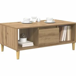 Tables-vidaXL Table basse Chêne artisanal 90 x 50 x 26,5 cm Bois d'ingénierie ch&ecirc;ne artisanal