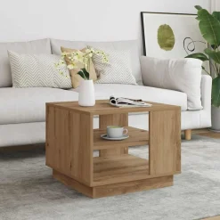 Tables-vidaXL Table basse chêne artisanal 55x55x42 cm bois d'ingénierie ch&ecirc;ne artisanal
