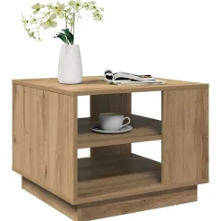 Tables-vidaXL Table basse chêne artisanal 55x55x42 cm bois d'ingénierie ch&ecirc;ne artisanal