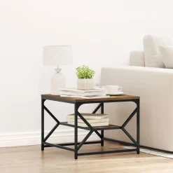 Tables-vidaXL Table basse Chêne fumé 51 x 50 x 40 cm Ch&ecirc;ne fumé