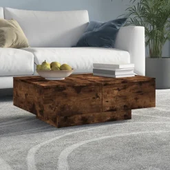 Tables-vidaXL Table basse Chêne fumé 90x60x31 cm Bois d'ingénierie Ch&ecirc;ne fumé