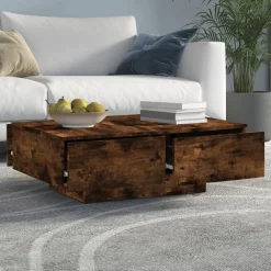 Tables-vidaXL Table basse Chêne fumé 90x60x31 cm Bois d'ingénierie Ch&ecirc;ne fumé