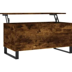Tables-vidaXL Table basse Chêne fumé 90x44,5x45 cm Bois d'ingénierie Ch&ecirc;ne fumé