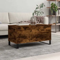 Tables-vidaXL Table basse Chêne fumé 90x44,5x45 cm Bois d'ingénierie Ch&ecirc;ne fumé