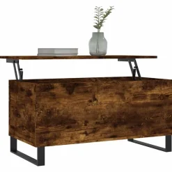 Tables-vidaXL Table basse Chêne fumé 90x44,5x45 cm Bois d'ingénierie Ch&ecirc;ne fumé