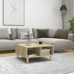Tables-vidaXL Table basse chêne sonoma 60x60x30 cm bois d'ingénierie Ch&ecirc;ne sonoma