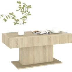 Tables-vidaXL Table basse chêne sonoma 96x50x45 cm bois d'ingénierie Ch&ecirc;ne sonoma