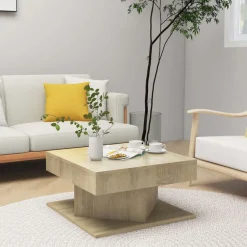 Tables-vidaXL Table basse Chêne sonoma 57x57x30 cm Bois d’ingénierie Ch&ecirc;ne sonoma