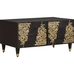 Tables-vidaXL Table basse 80 x 50 x 40 cm Bois de mangue massif Noir