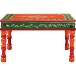 Tables-vidaXL Table basse bois de manguier massif peint à la main Orange