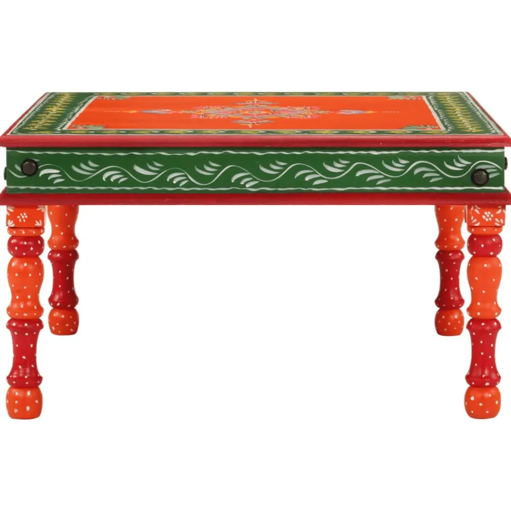 Tables-vidaXL Table basse bois de manguier massif peint à la main Orange