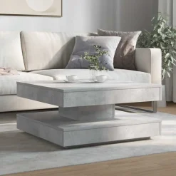 Tables-vidaXL Table basse rotative à 360 degrés 70x70x34,5 cm Gris béton