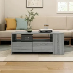 Tables-vidaXL Table basse 102x55x42 cm bois d'ingénierie Sonoma gris
