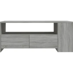 Tables-vidaXL Table basse 102x55x42 cm bois d'ingénierie Sonoma gris