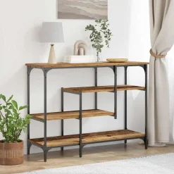 Tables-vidaXL Table Console avec étagère 100 x 35 x 75 cm Bois ancien