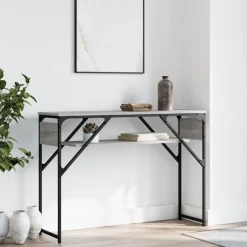 Tables-vidaXL Table console avec étagère 105x30x75 cm Sonoma gris