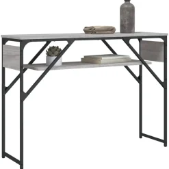Tables-vidaXL Table console avec étagère 105x30x75 cm Sonoma gris