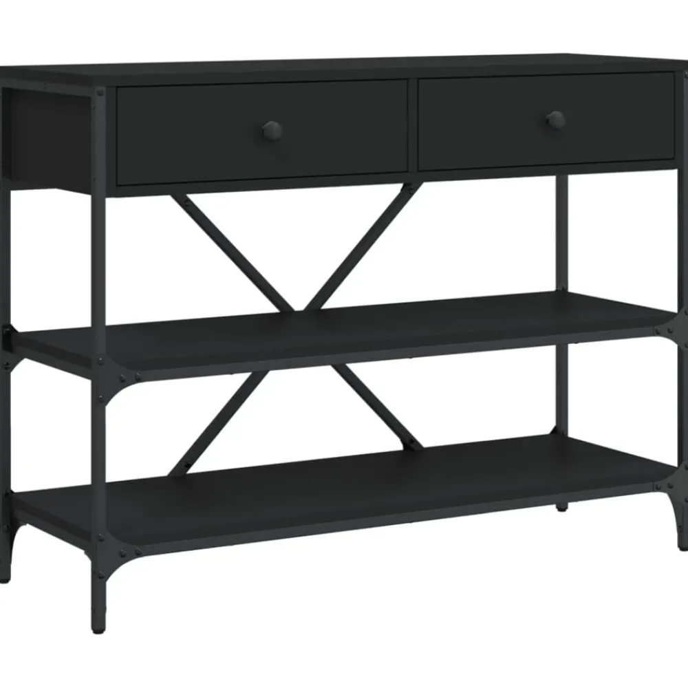 vidaXL Table console avec tiroirs et étagères bois d'ingénierie