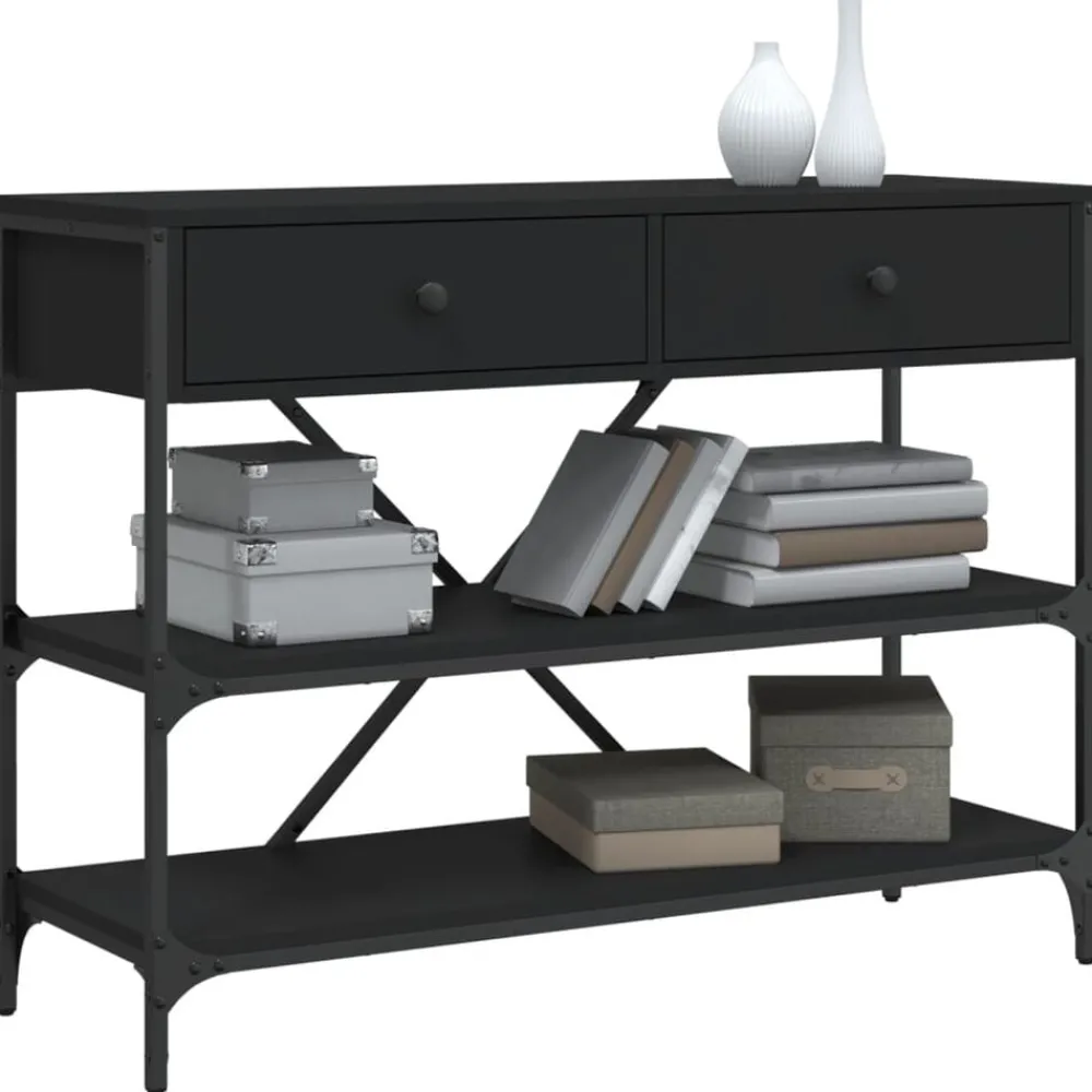 vidaXL Table console avec tiroirs et étagères bois d'ingénierie