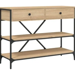Tables-vidaXL Table console avec tiroirs et étagères chêne sonoma Ch&ecirc;ne sonoma