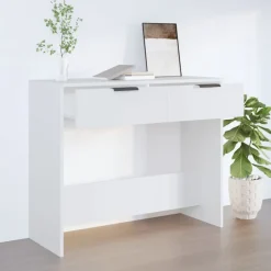 Tables-vidaXL Table console 90x36x75 cm Bois d'ingénierie Blanc