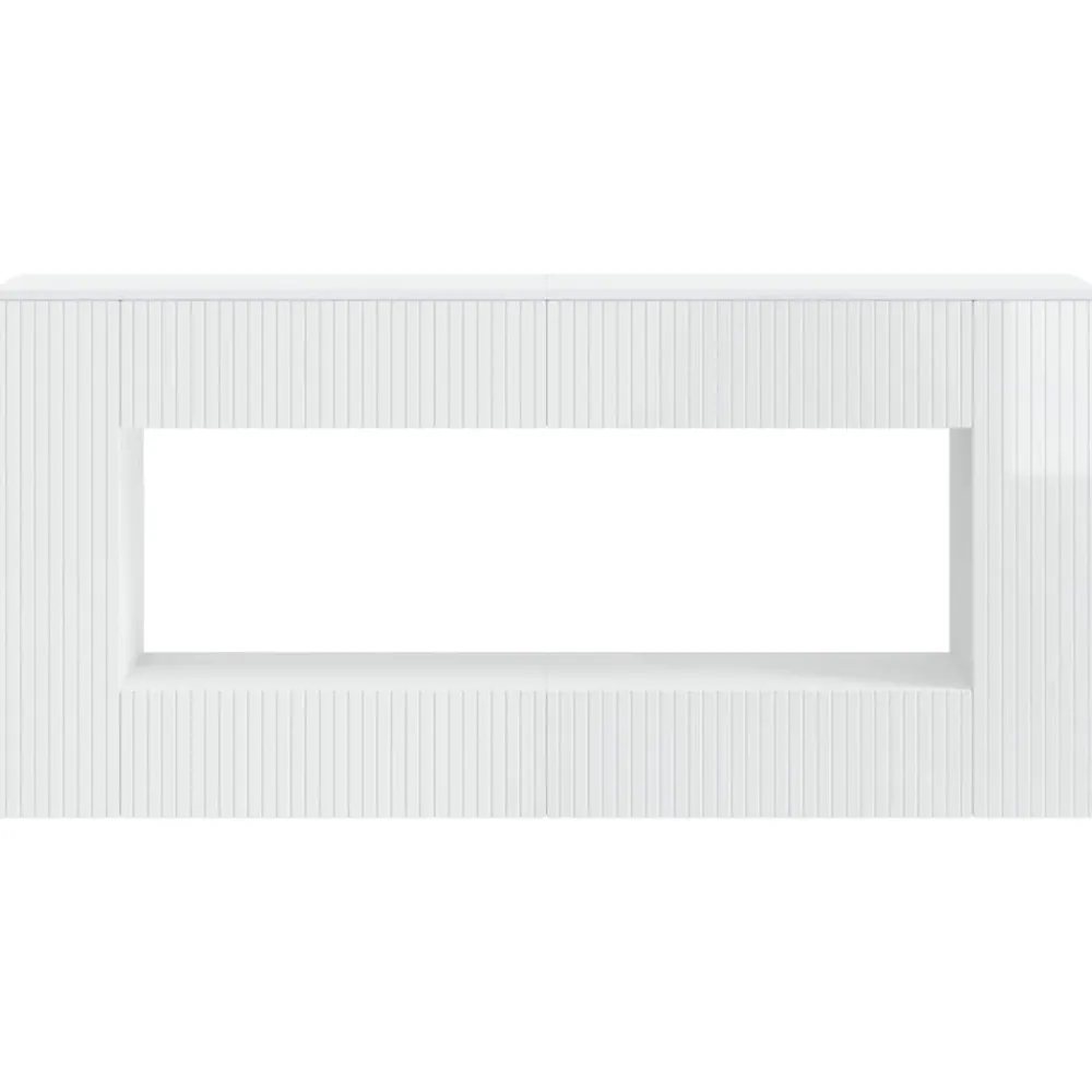 Tables-vidaXL Table console 155 x 29 x 74 cm Bois d’ingénierie Blanc brillant