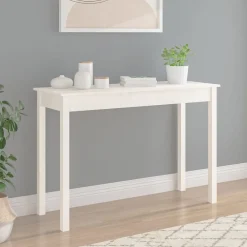 Tables-vidaXL Table console 110x40x75 cm Bois massif de pin Blanc