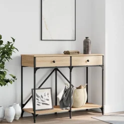 Tables-vidaXL Table console chêne sonoma 100x39x78,5 cm bois d'ingénierie Ch&ecirc;ne sonoma
