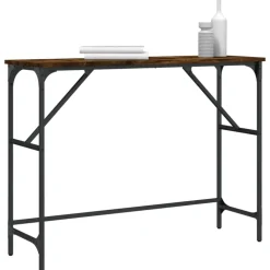 Tables-vidaXL Table console chêne fumé 100x32x75 cm bois d'ingénierie Ch&ecirc;ne fumé