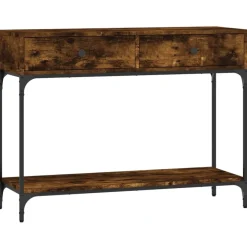 Tables-vidaXL Table console chêne fumé 100x34,5x75 cm bois d'ingénierie Ch&ecirc;ne fumé