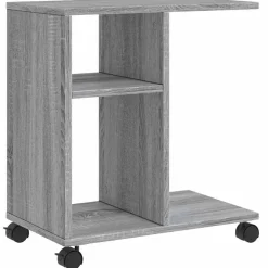 Tables-vidaXL Table d'appoint avec roues bois d'ingénierie Sonoma gris