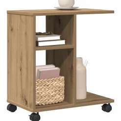 Tables-vidaXL Table d'appoint avec étagère chêne artisanal 50 x 30 x 55 cm ch&ecirc;ne artisanal
