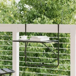 Mobilier De Jardin-vidaXL Table de balcon 60x40 cm Acier Noir