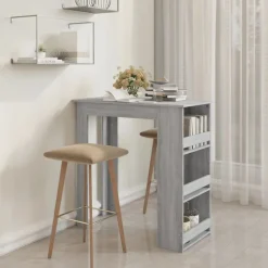 Tables-vidaXL Table de bar avec rangement bois d'ingénierie Sonoma gris