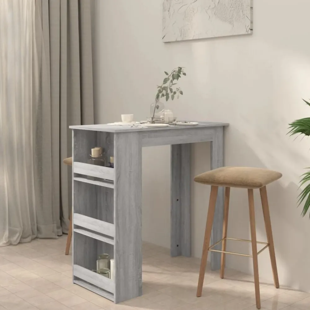 Tables-vidaXL Table de bar avec rangement bois d'ingénierie Sonoma gris