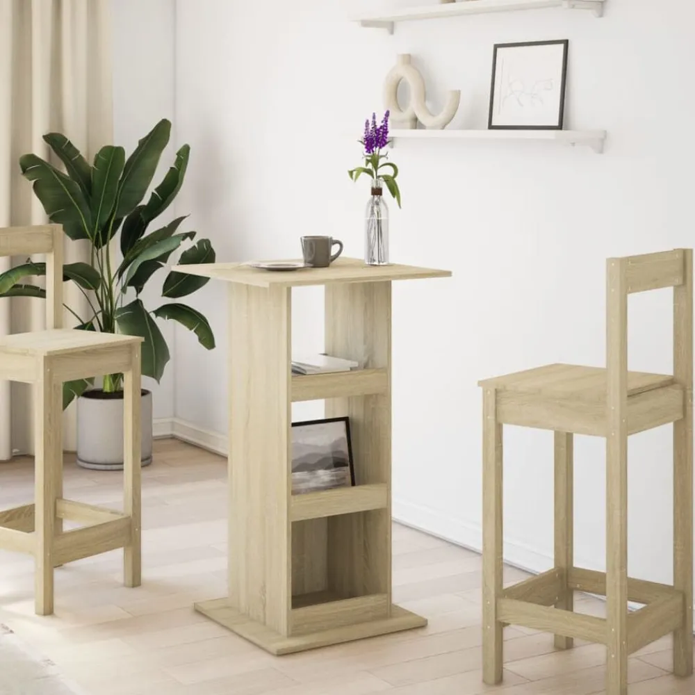 vidaXL Table de bar avec rangement chêne sonoma bois d'ingénierie