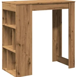 vidaXL Table de bar avec étagères chêne artisanal bois d'ingénierie